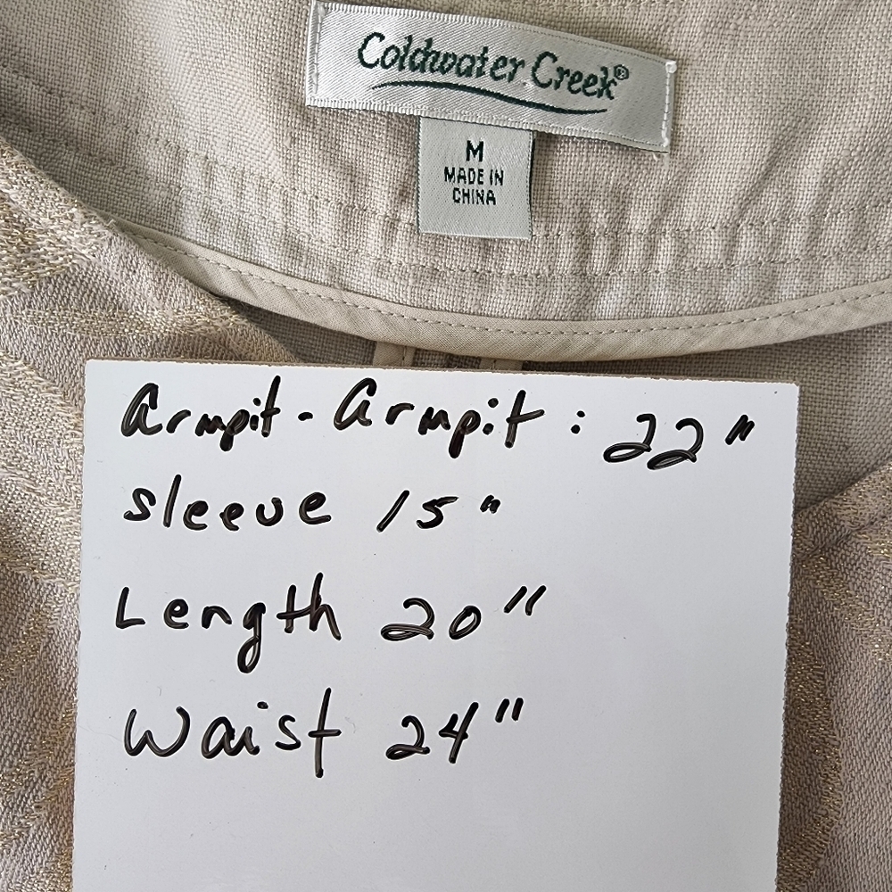 Coldwater Creek Beige Linen Open Jacket Size M - Picture 8 of 9